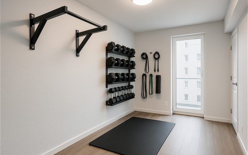 Ajoutez des rangements  votre home gym maison pour gagner en espace